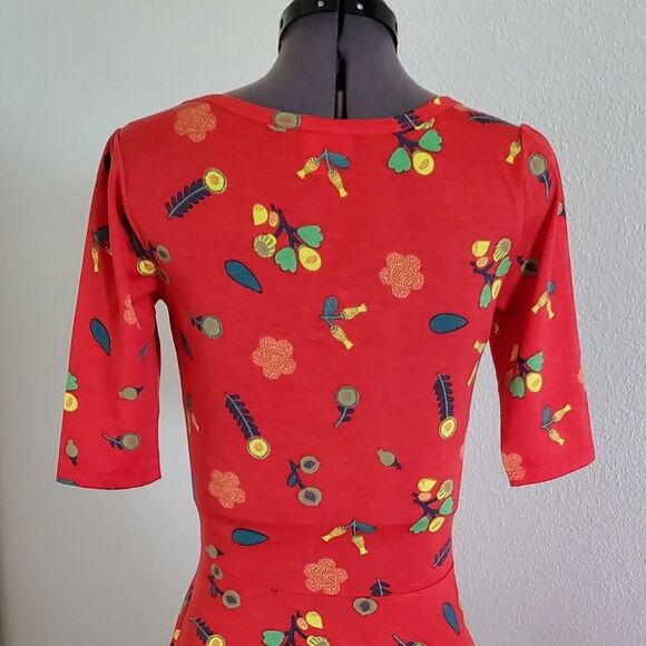 NEW LuLaRoe Women's Midi Dress XS Red Floral Flowy Jersey Knit Fit & Flare - Picture 7 of 9